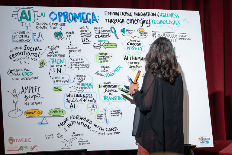 Sherrill illustrating a Promega talk at the Annual Conference