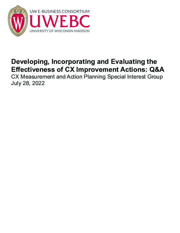 7. Developing, Incorporating and Evaluating the Effectiveness of CX Improvement Actions: Q&A thumbnail