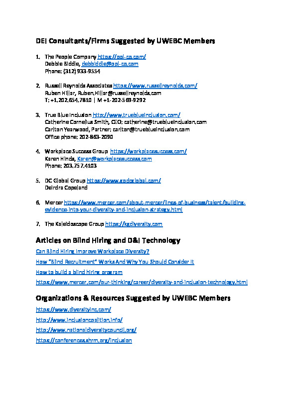 DEI Resources Suggested by UWEBC Members thumbnail